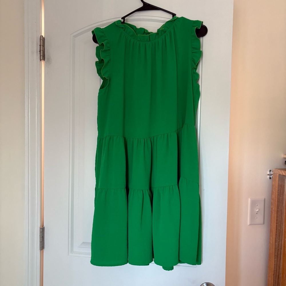 Green Ruffle Sleeveless Boutique Dress